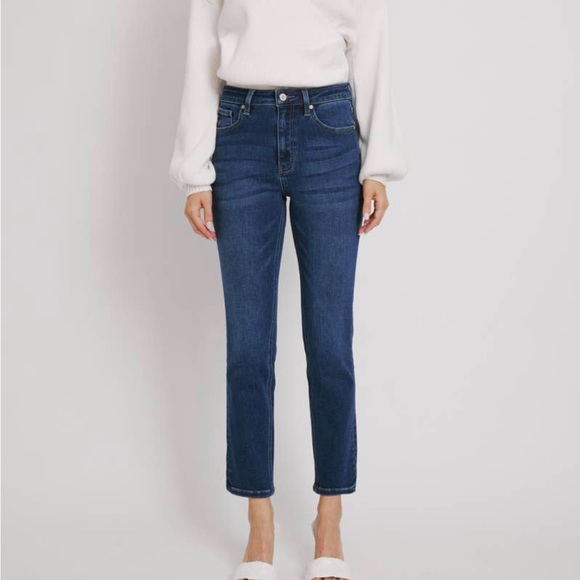 Kan Can High Rise Straight Blue Jeans - Picture 3 of 3